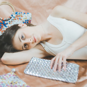 Limited Edition - Silver Woven Bar Clutch - Mother Erth
