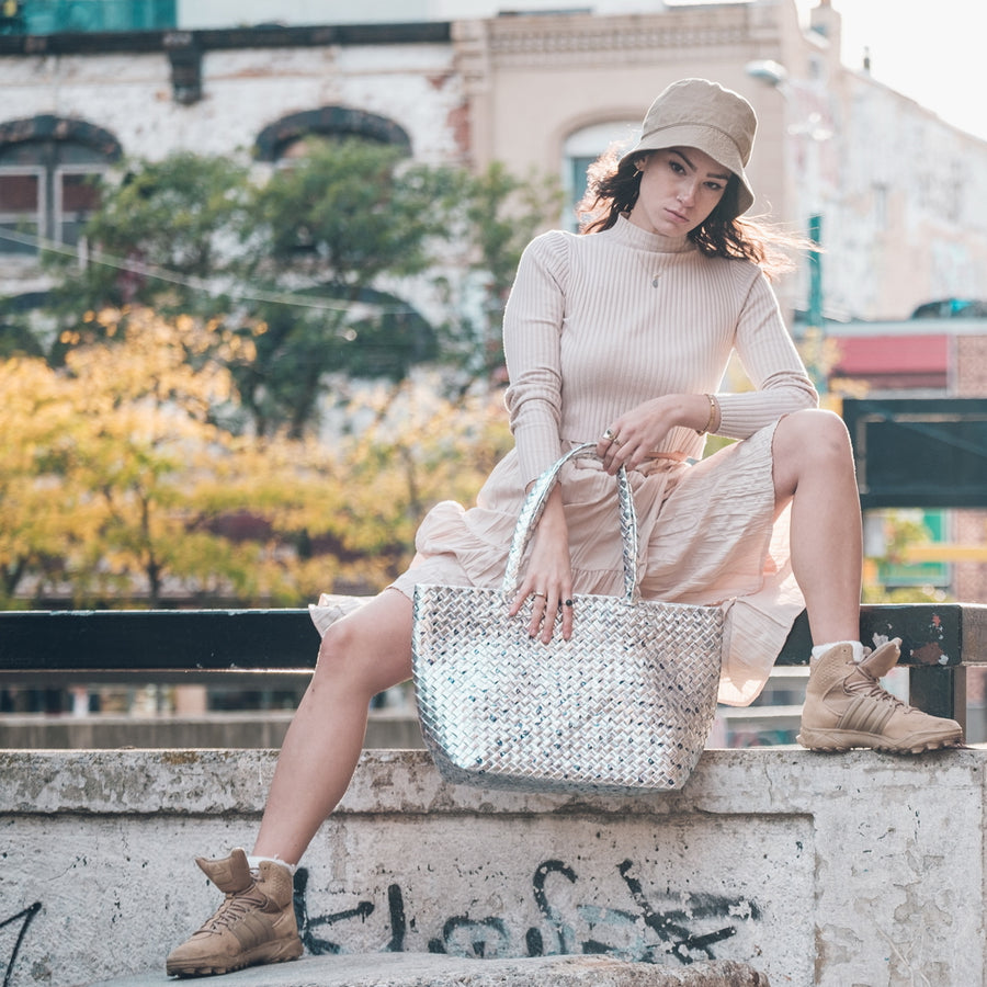 Limited Edition - Silver Woven Tote - Mother Erth