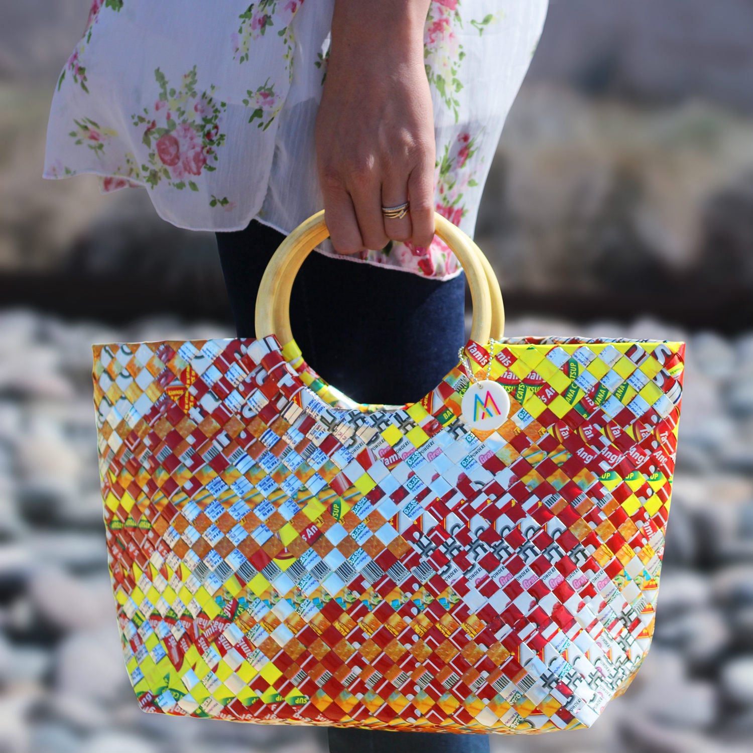 Handmade Block Print Neon Tote Bag | Bombaby – Bombaby